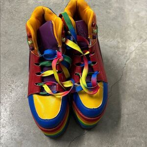 YRU pride platform sneakers rainbow color size 8